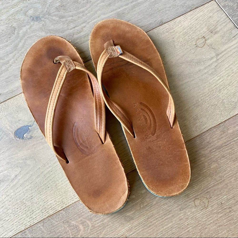 Rainbow Flip Flops, size 7.5